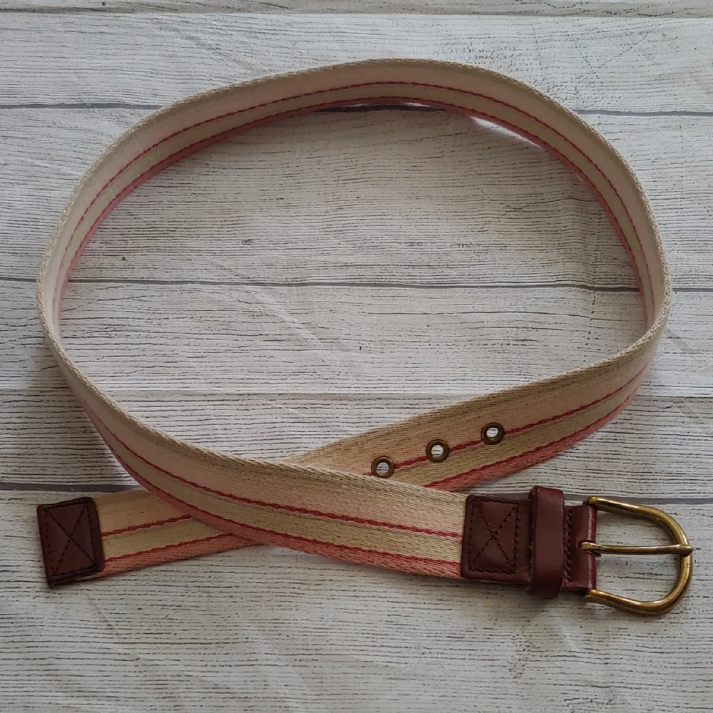 Eddie Bauer Cotton Canvas Belt Leather Trim‎